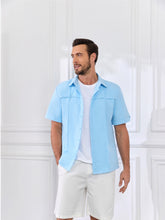 ZAFUL Men's Vintage Shirt Button Down Shirts Turn Down Collar Short Sleeve Shirts Regular Fit Top